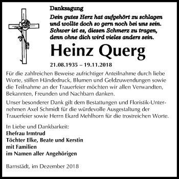 Traueranzeige von Heinz Querg von Mitteldeutsche Zeitung Merseburg/Querfurt