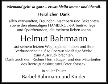 Traueranzeige von Helmut Bahrmann von Mitteldeutsche Zeitung Dessau-Roßlau