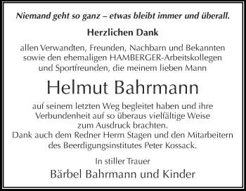 Traueranzeige von Helmut Bahrmann von WVG - Wochenspiegel Dessau / Köthen
