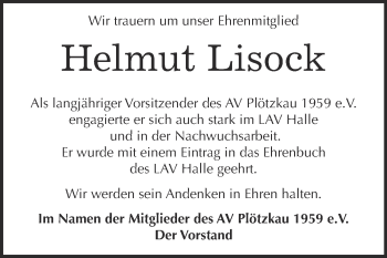 Traueranzeige von Helmut Lisock von Super Sonntag Bernburg
