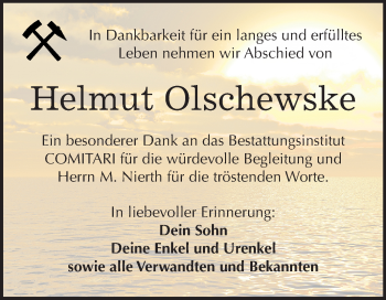 Traueranzeige von Helmut Olschewske von Mitteldeutsche Zeitung Weißenfels