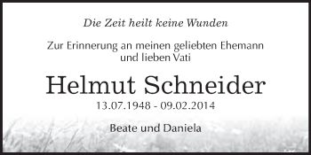 Traueranzeige von Helmut Schneider von WVG - Wochenspiegel Bitterfeld