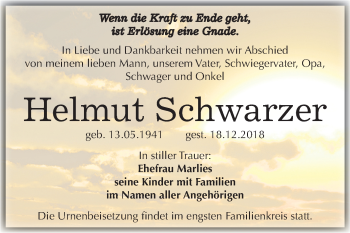 Traueranzeige von Helmut Schwarzer von Mitteldeutsche Zeitung Merseburg/Querfurt