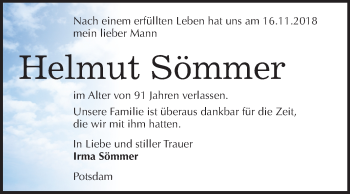 Traueranzeige von Helmut Sömmer von Mitteldeutsche Zeitung Halle/Saalkreis
