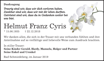 Traueranzeige von Helmut Franz Cyris von Mitteldeutsche Zeitung Wittenberg