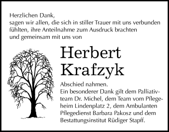 Traueranzeige von Herbert Krafzyk von Super Sonntag SGH Mansf. Land
