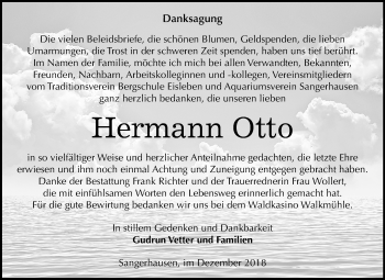 Traueranzeige von Hermann Otto von Mitteldeutsche Zeitung Sangerhausen