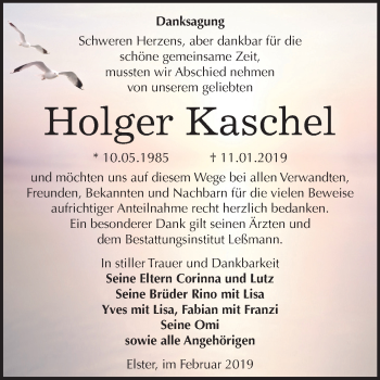Traueranzeige von Holger Kaschel von Mitteldeutsche Zeitung