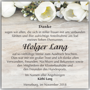 Traueranzeige von Holger Lang von Mitteldeutsche Zeitung Merseburg/Querfurt
