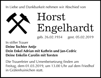 Traueranzeige von Horst Engelhardt von WVG - Wochenspiegel Wittenberg