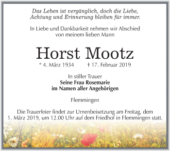 Traueranzeige von Horst Mootz von Mitteldeutsche Zeitung