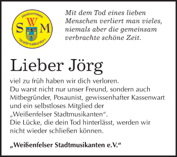 Traueranzeige von Jörg  von Mitteldeutsche Zeitung Weißenfels