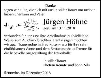 Traueranzeige von Jürgen Höhne von Mitteldeutsche Zeitung Bitterfeld