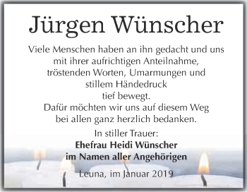 Traueranzeige von Jürgen Wünscher von Super Sonntag Merseburg