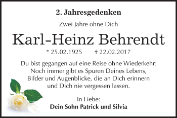 Traueranzeige von Karl-Heinz Behrendt von Mitteldeutsche Zeitung Bitterfeld