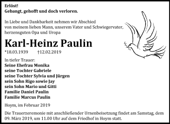 Traueranzeige von Karl-Heinz Paulin von Mitteldeutsche Zeitung Aschersleben