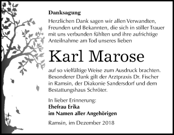Traueranzeige von Karl Marose von Mitteldeutsche Zeitung Bitterfeld
