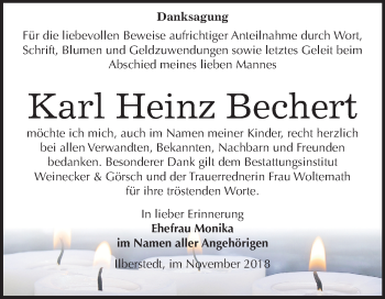Traueranzeige von Karl Heinz Bechert von Mitteldeutsche Zeitung Bernburg
