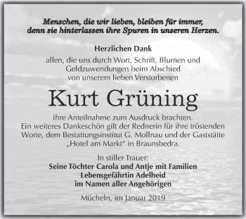 Traueranzeige von Kurt Grüning von WVG - Wochenspiegel Merseburg