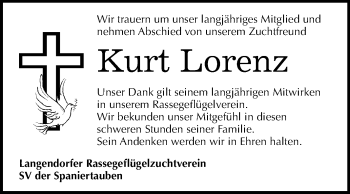 Traueranzeige von Kurt Lorenz von Mitteldeutsche Zeitung Zeitz
