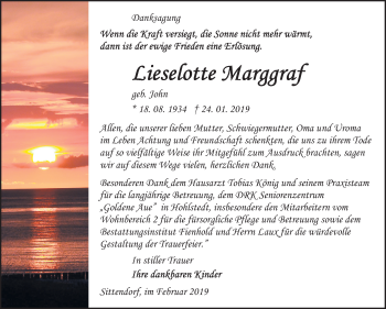Traueranzeige von Lieselotte Marggraf von Mitteldeutsche Zeitung
