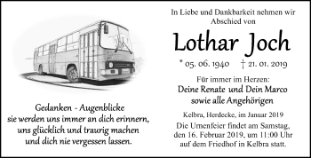 Traueranzeige von Lothar Joch von Mitteldeutsche Zeitung