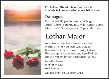Traueranzeige von Lothar Maier von WVG - Wochenspiegel Bitterfeld