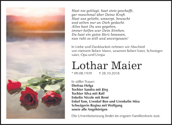 Traueranzeige von Lothar Maier von Mitteldeutsche Zeitung Bitterfeld