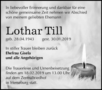 Traueranzeige von Lothar Till von WVG - Wochenspiegel Merseburg