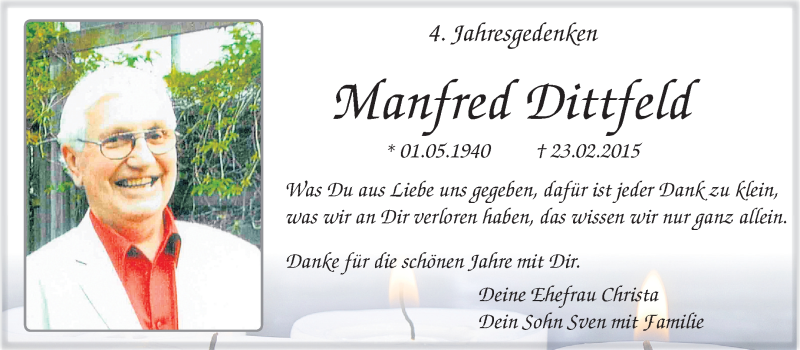  Traueranzeige für Manfred Dittfeld vom 23.02.2019 aus Mitteldeutsche Zeitung