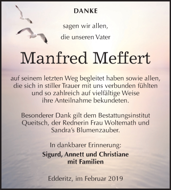 Traueranzeige von Manfred Meffert von Mitteldeutsche Zeitung Köthen