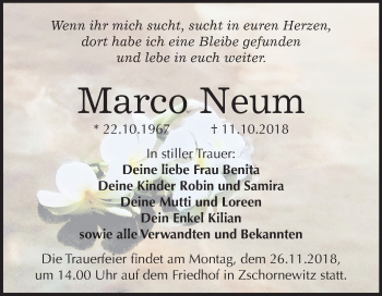Traueranzeige von Marco Neum von Mitteldeutsche Zeitung Wittenberg