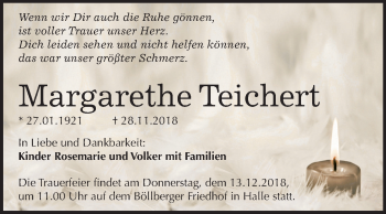 Traueranzeige von Margarethe Teichert von Mitteldeutsche Zeitung Halle/Saalkreis