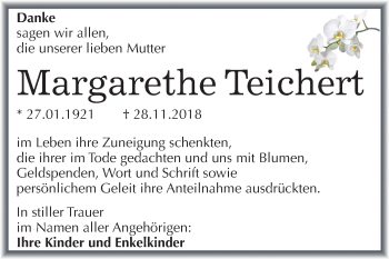 Traueranzeige von Margarethe Teichert von Mitteldeutsche Zeitung Halle/Saalkreis