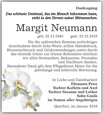 Traueranzeige von Margit Neumann von WVG - Wochenspiegel Merseburg