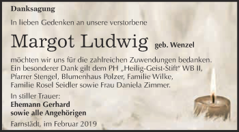 Traueranzeige von Margot Ludwig von WVG - Wochenspiegel Merseburg