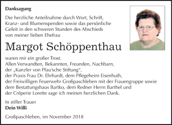 Traueranzeige von Margot Schöppenthau von Mitteldeutsche Zeitung Köthen