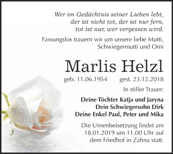 Traueranzeige von Marlis Helzl von Super Sonntag Wittenberg