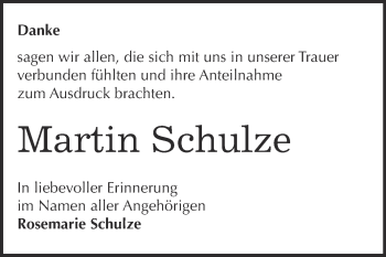 Traueranzeige von Martin Schulze von WVG - Wochenspiegel Wittenberg