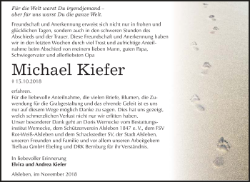 Traueranzeige von Michael Kiefer von Mitteldeutsche Zeitung Bernburg