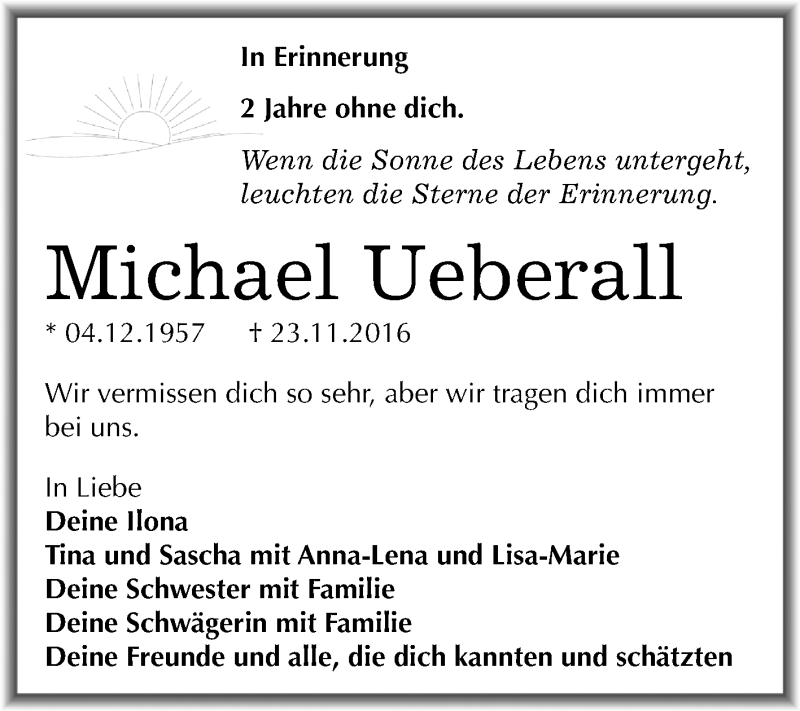  Traueranzeige für Michael Ueberall vom 24.11.2018 aus Mitteldeutsche Zeitung Naumburg/Nebra
