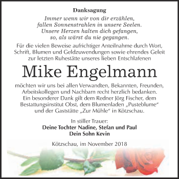 Traueranzeige von Mike Engelmann von Super Sonntag Merseburg