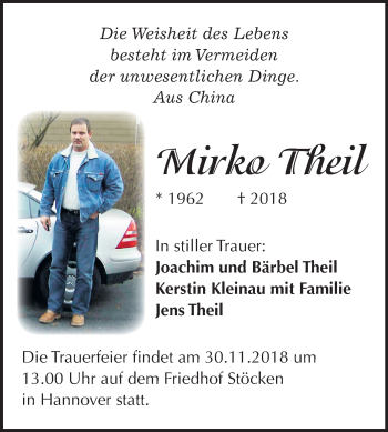 Traueranzeige von Mirko Theil von Mitteldeutsche Zeitung Halle/Saalkreis