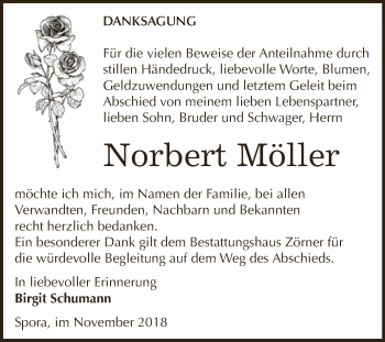 Traueranzeige von Norbert Möller von Super Sonntag Zeitz