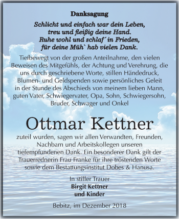 Traueranzeige von Ottmar Kettner von Mitteldeutsche Zeitung Bernburg