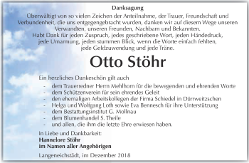 Traueranzeige von Otto Stöhr von WVG - Wochenspiegel Merseburg