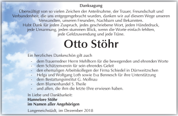 Traueranzeige von Otto Stöhr von Mitteldeutsche Zeitung Merseburg/Querfurt