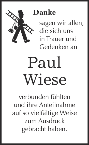 Traueranzeige von Paul Wiese von Super Sonntag Wittenberg