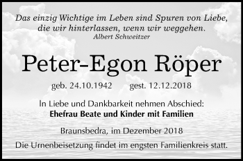 Traueranzeige von Peter-Egon Röper von Mitteldeutsche Zeitung Merseburg/Querfurt