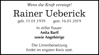 Traueranzeige von Rainer Ueberick von Mitteldeutsche Zeitung